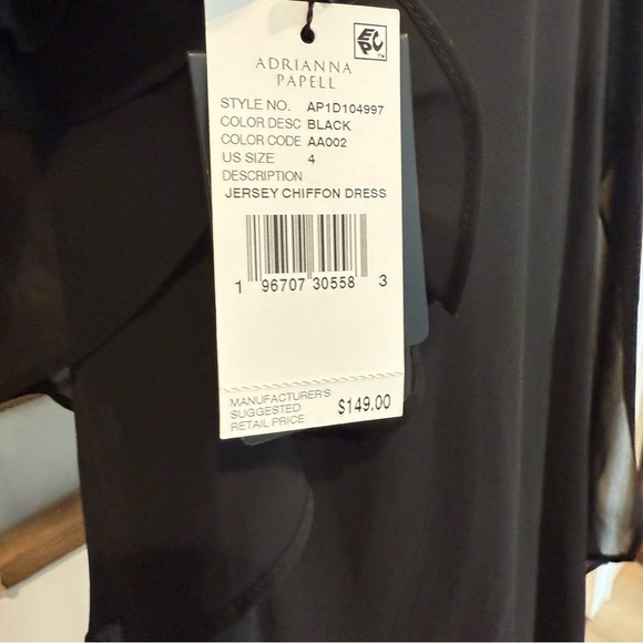 Adrianna Papell Black One Shoulder Draped Side Asymmetrical Neck Prom Dress 4 - Picture 9 of 16